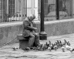 people, old man, feeding pigeons, Lima Peru
